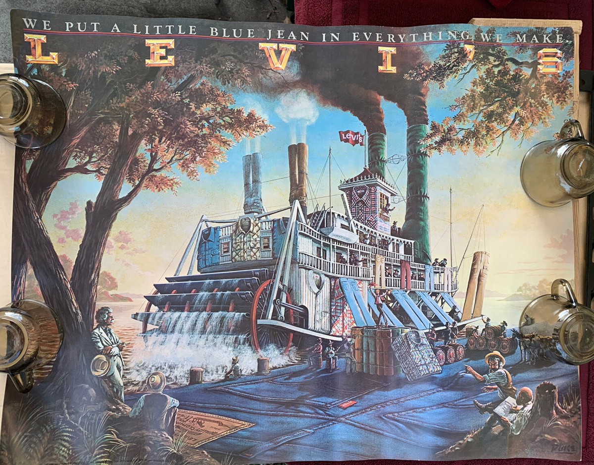 Large Levi's Vintage Poster Advertising Levi Strauss We Put A