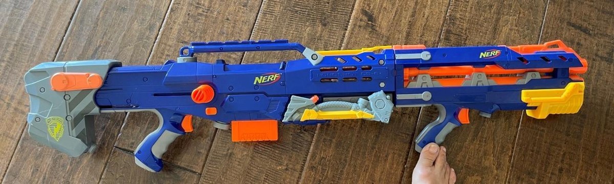 NERF gun toy blaster N-strike Longshot CS-6 blue clip sniper Bi