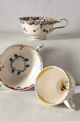 New Anthropologie Lou Rota Nature Table Teacup Ladybug Purple NIB