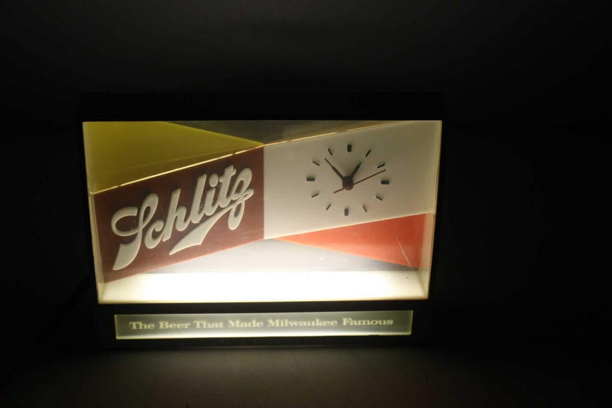 Vintage 1955 Schlitz Beer Advertising Light Up Sign Clock | eBay