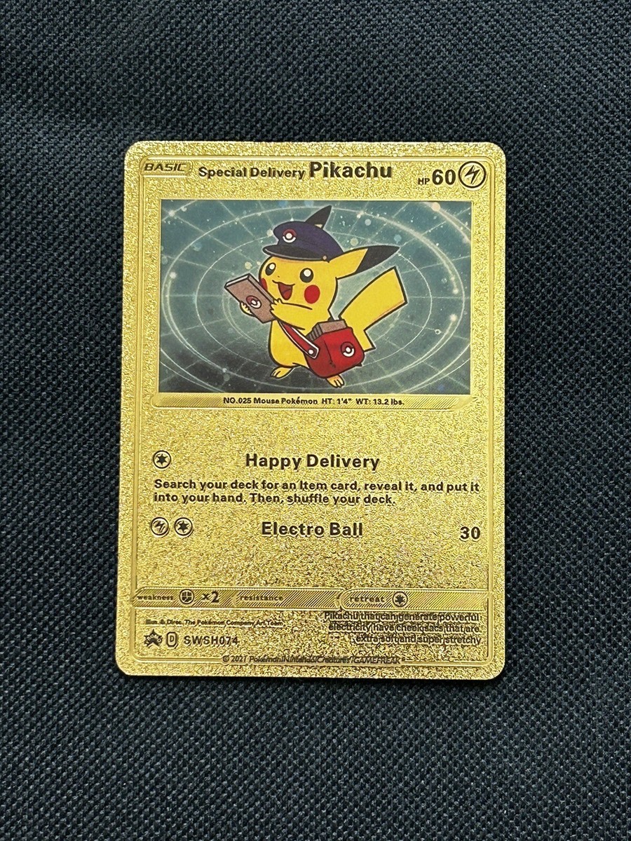 Special Delivery Pikachu Gold Foil Pokémon Card Promo SWSH074