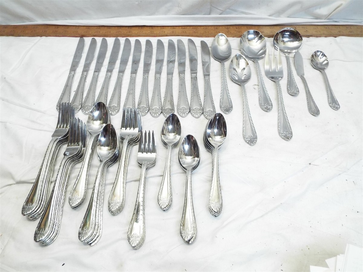 75 pcs Reed & Barton Royal Britannia Stainless Steel Flatware w