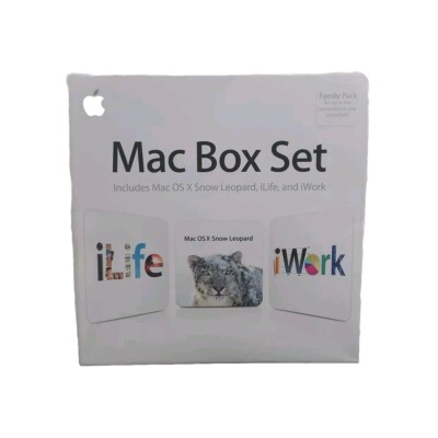 Apple Mac Box Set Includes Mac OS X Snow Leopard iLife 09 iWork 09