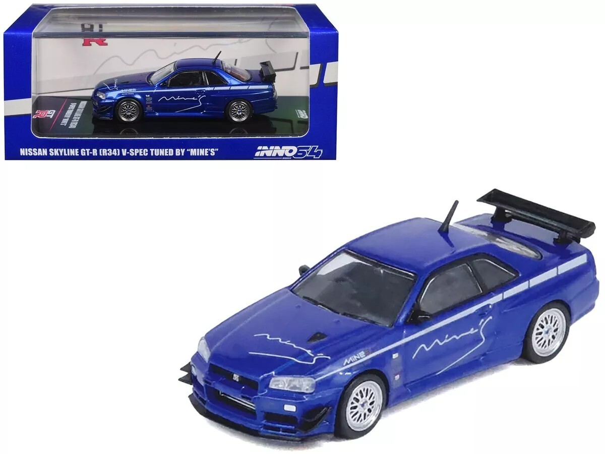 1/64 Nissan Skyline GT-R R34 V SPEC Tuned by Mine's Blue 2024 INNO