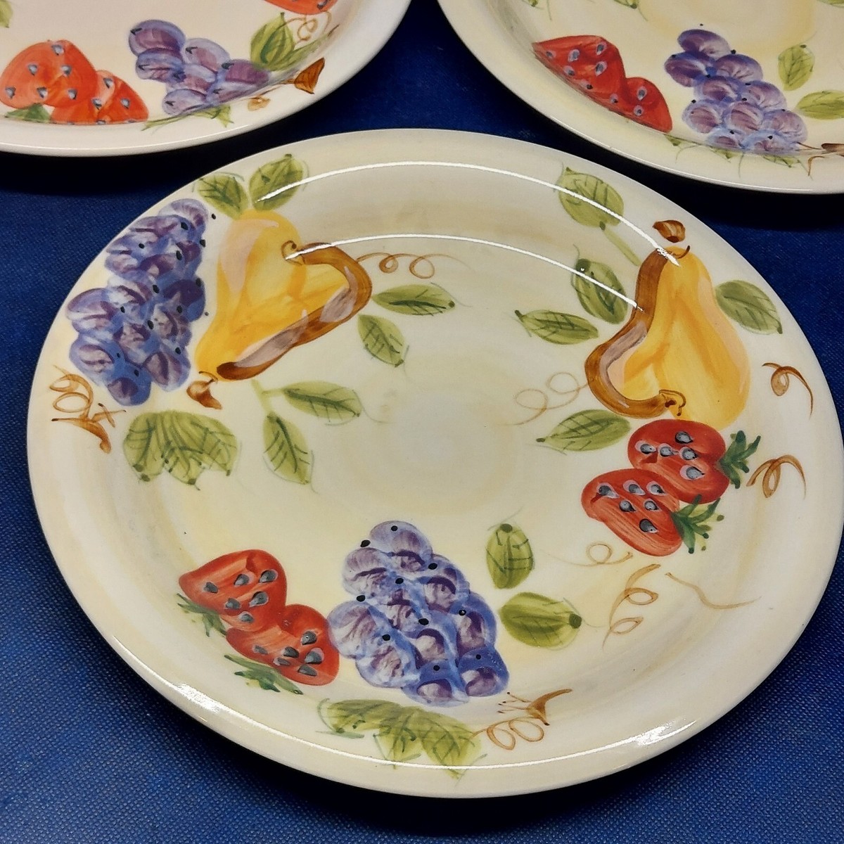 Vintage Royal Norfolk Stoneware Fruit Theme Set/3 Dinner Plates