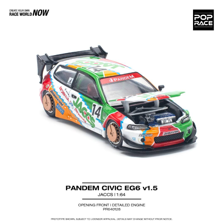 Pop Race Pandem Civic EG6 V1.5 JACCS #128 1/64 | eBay