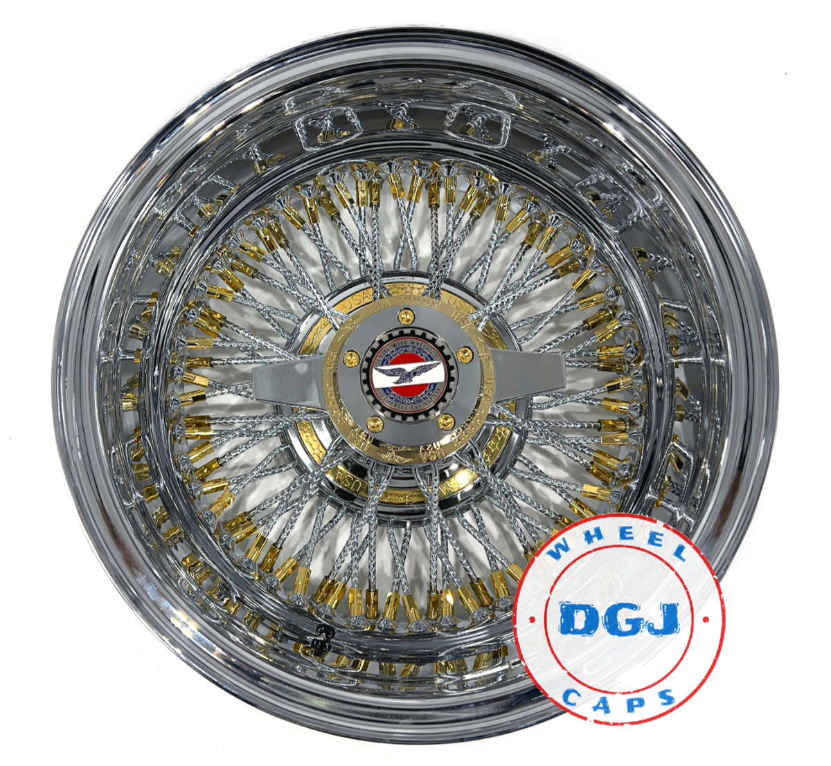 Zenith Style 14x6 Rev 72 Diamond Spokes Gold Nip+Hub Ring Lowrider