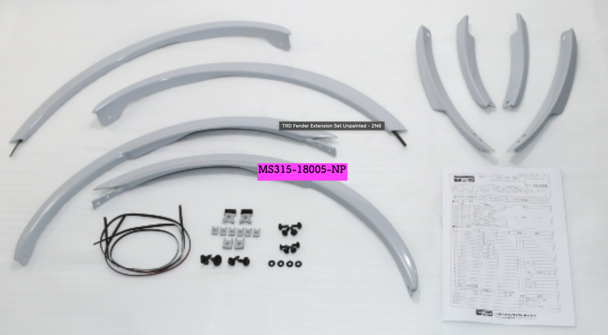 2012-2016 Toyota 86 ZN6 TRD OEM Fender Extension Non Painted ALL