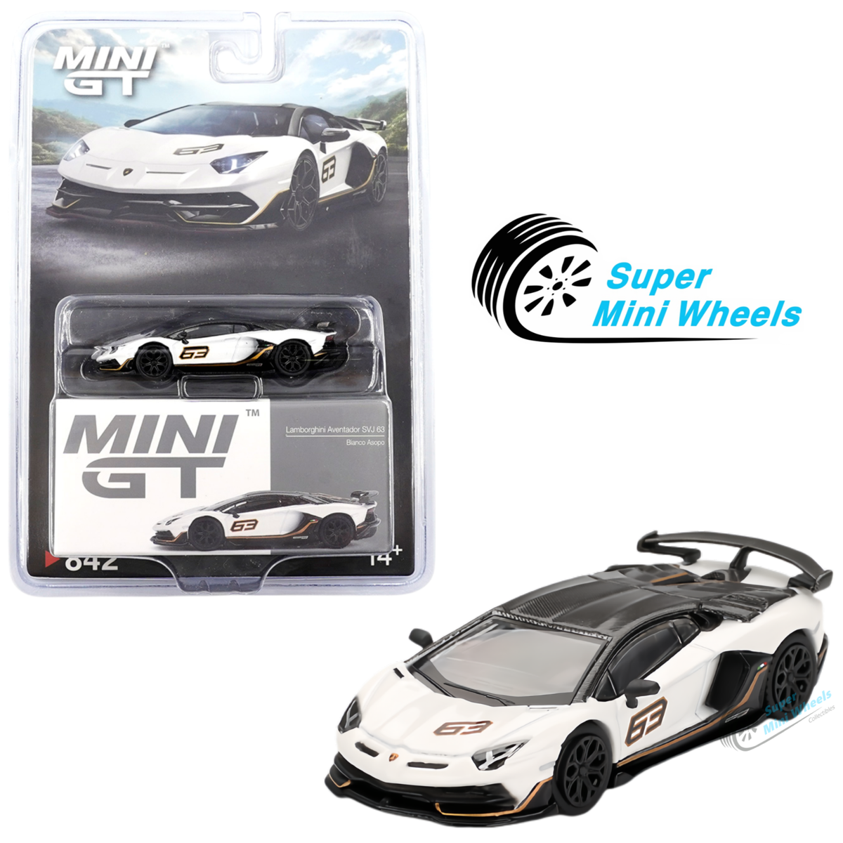 Mini GT 1:64 Lamborghini Aventador SVJ 63 Bianco Asopo #842 | eBay