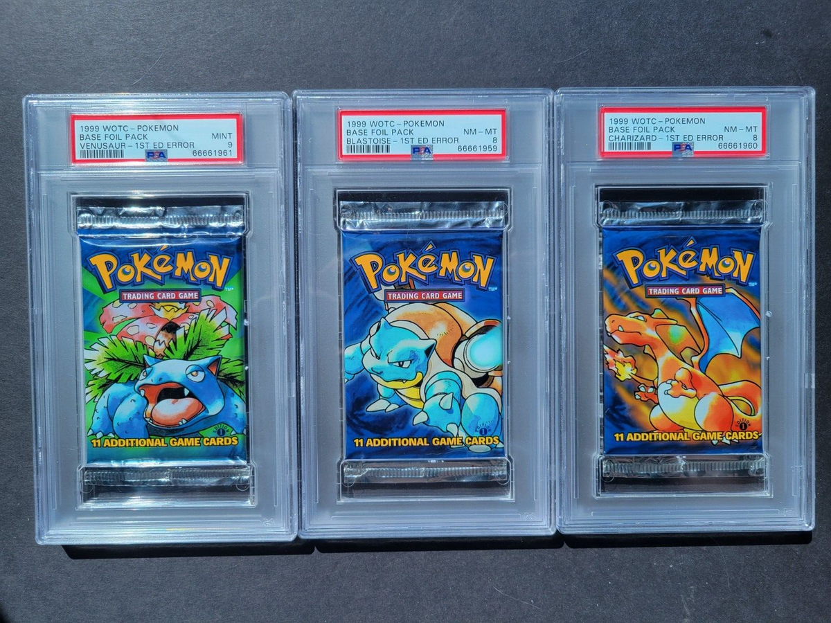 Pokemon PSA BASE SET 1ST EDITION ERROR BOOSTER PACKS - CHARIZARD