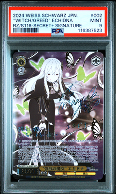 PSA 9 Weiss Schwarz Echidna Signed Re:Zero RZ/S116-002EX SEC +