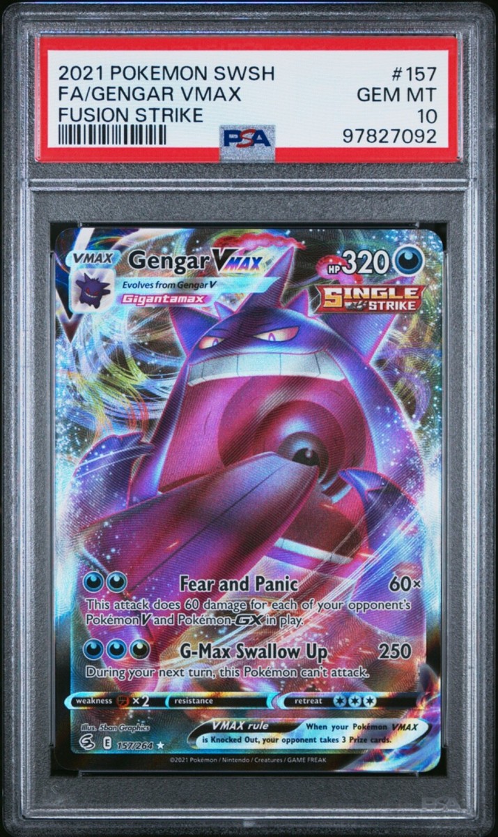 PSA 10 GEM MINT Pokemon Gengar VMAX 157/264 Full Art Fusion Strike