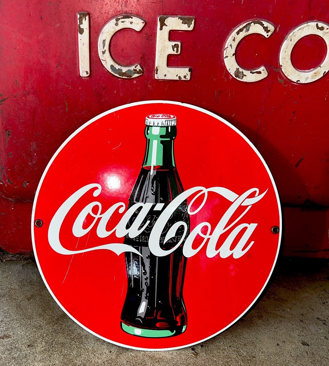 Vintage Coca Cola Sign Porcelain Metal Coke Advertising Sign 11 1