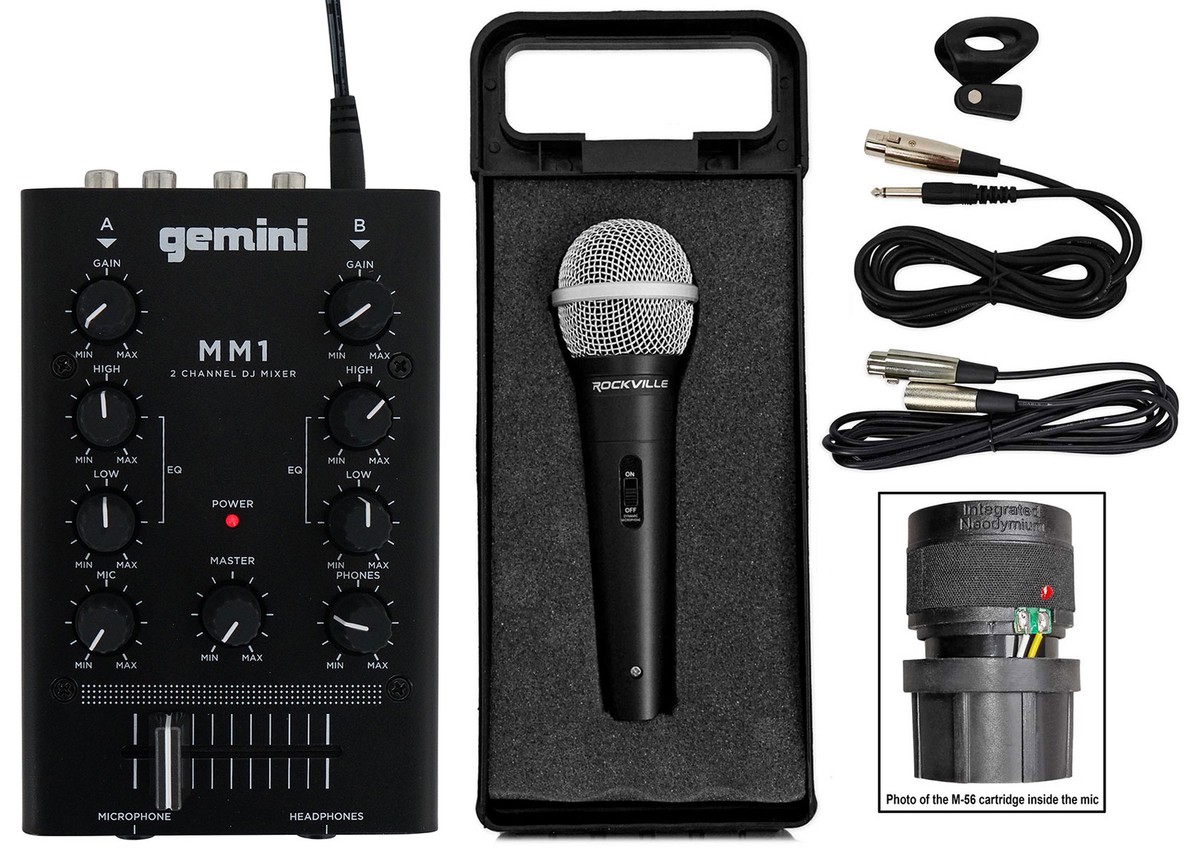 Gemini MM1 Pocket-Sized 2-Channel DJ Mixer w/ 2-Band EQ+Microphone