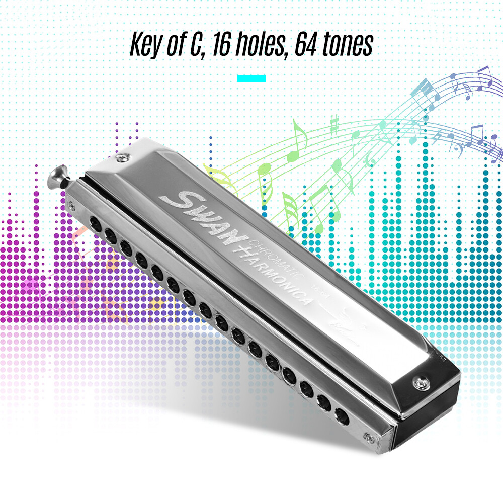 Swan SW-1664 16 Holes Chromatic Harmonica C 64 Tones Mouth Organ