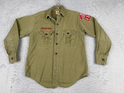 VINTAGE Boy Scouts of America Shirt Boy Medium Green 60s Mesa