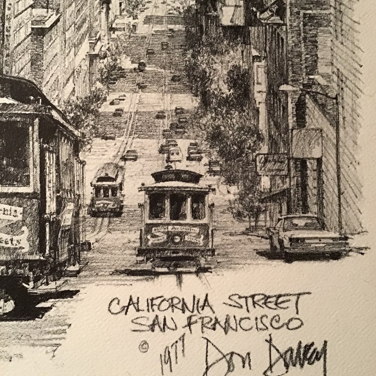 Vintage 1977 Pencil Artwork by Don Davey: California Street San