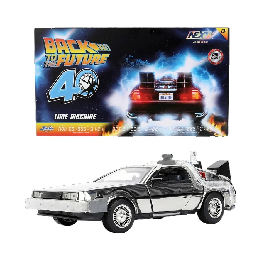 1:24 Back to the Future - DeLorean Time Machine - Chrome 40th