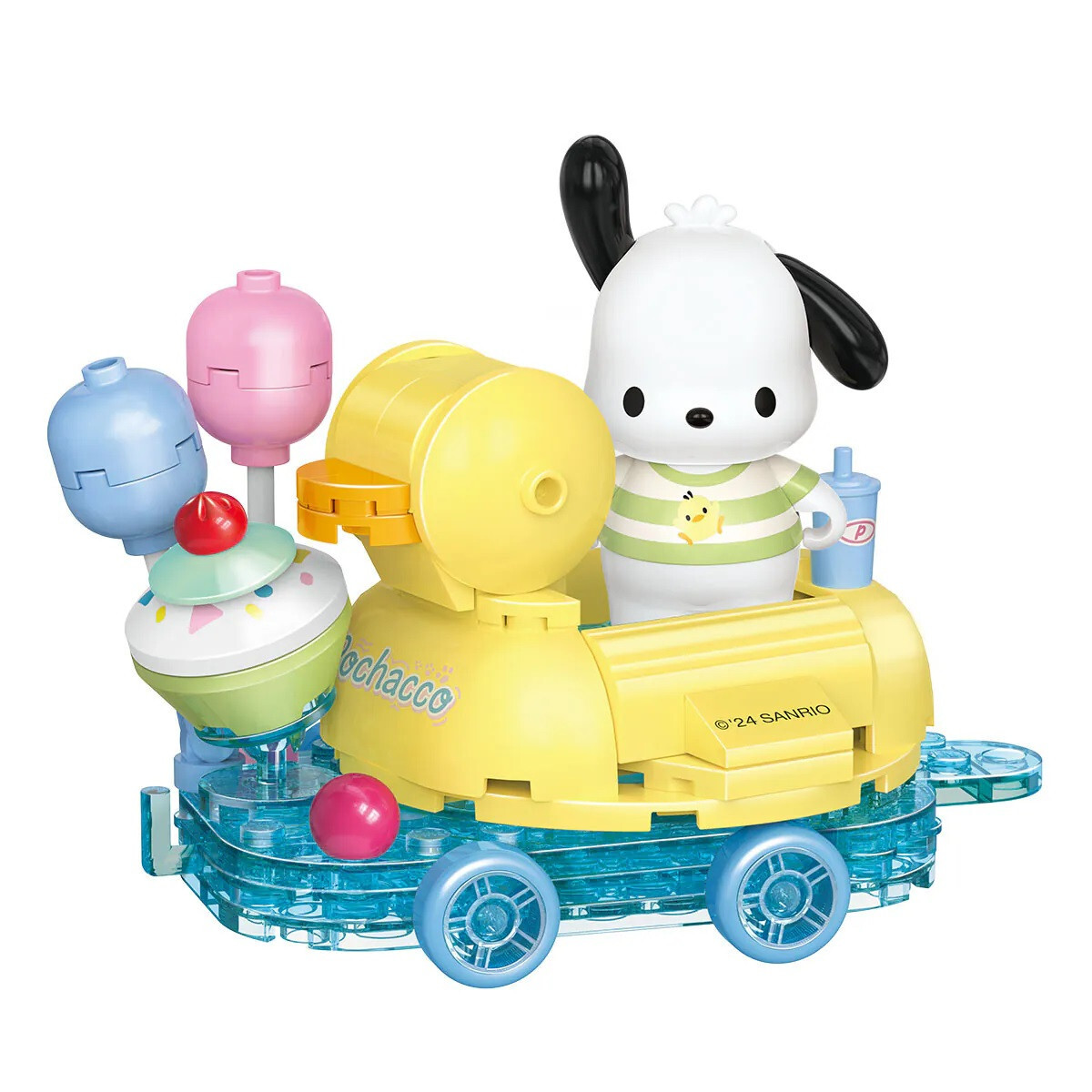 Authentic Sanrio Qman Building Blocks Pochacco Party by the Pool