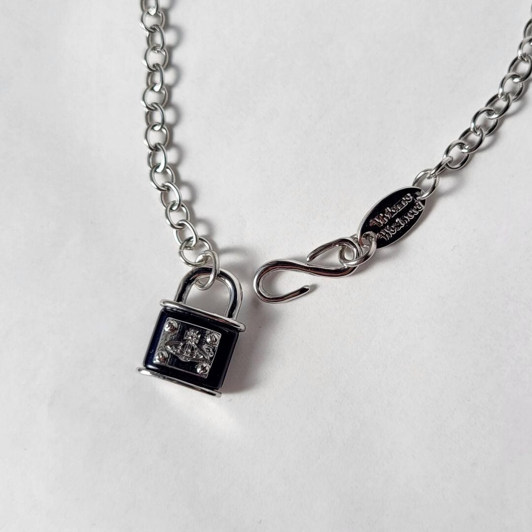 Vivienne Westwood Padlock Necklace Black×Silver Mint | eBay
