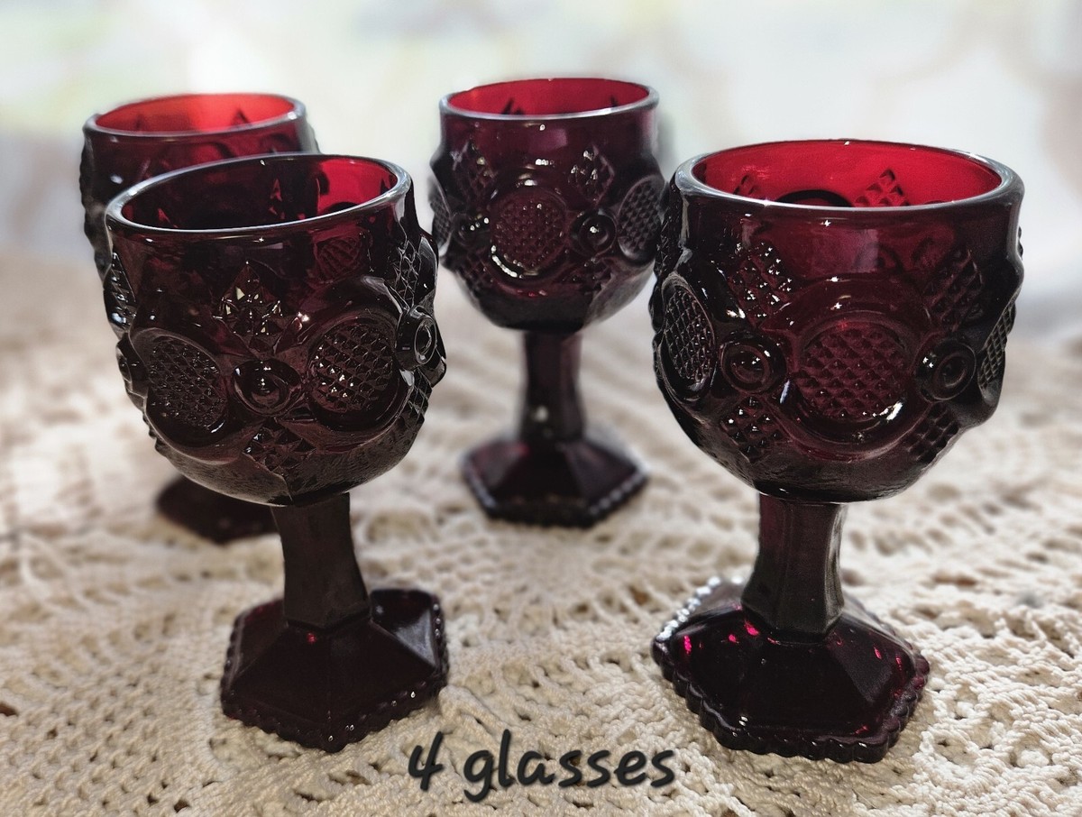 Avon Cape Cod Ruby Red Small Glassware Set of 4; 5.25