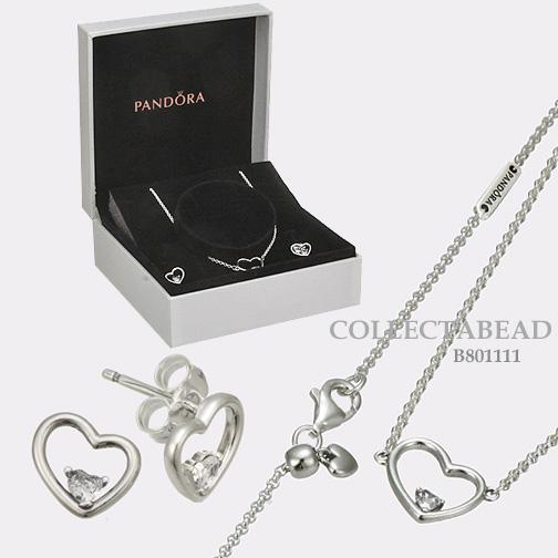 Authentic Pandora Silver Shape of My Heart CZ Jewelry Gift Set