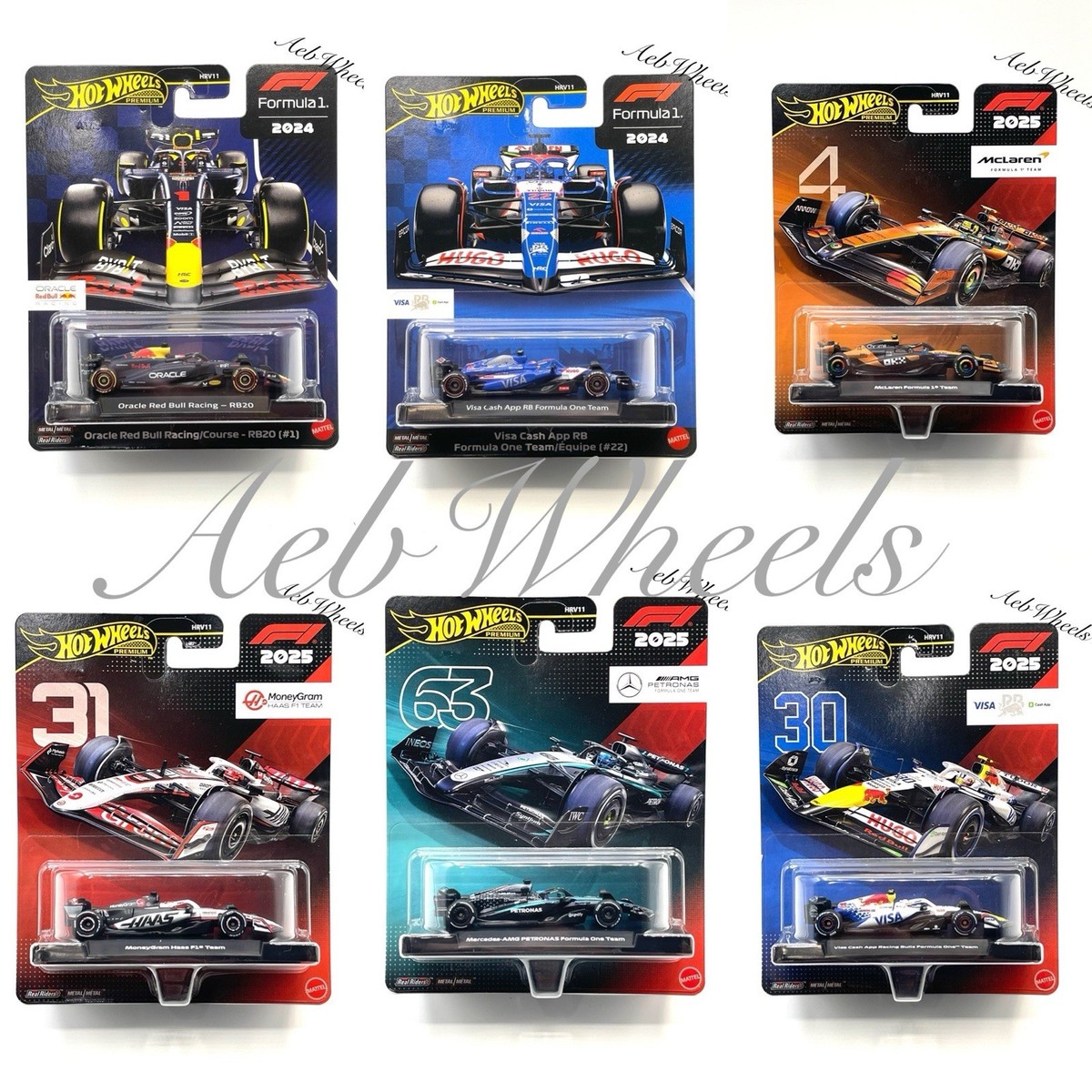 Hot Wheel Premium F1 Formula 1 Cars Red Bull, RB, Haas, McLaren