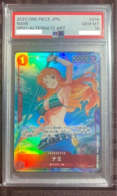 PSA 10 Nami OP01-016 One Piece Card Parallel R Alt Art Romance