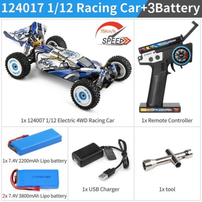 WLtoys 124017-V8 RC Racing Car 1/12 2.4G 4WD 75km/h Metal Chassis