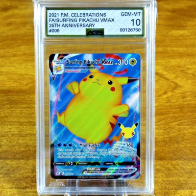 Pokemon Celebrations Surfing Pikachu VMAX 009/025 AGS Gem-MT 10