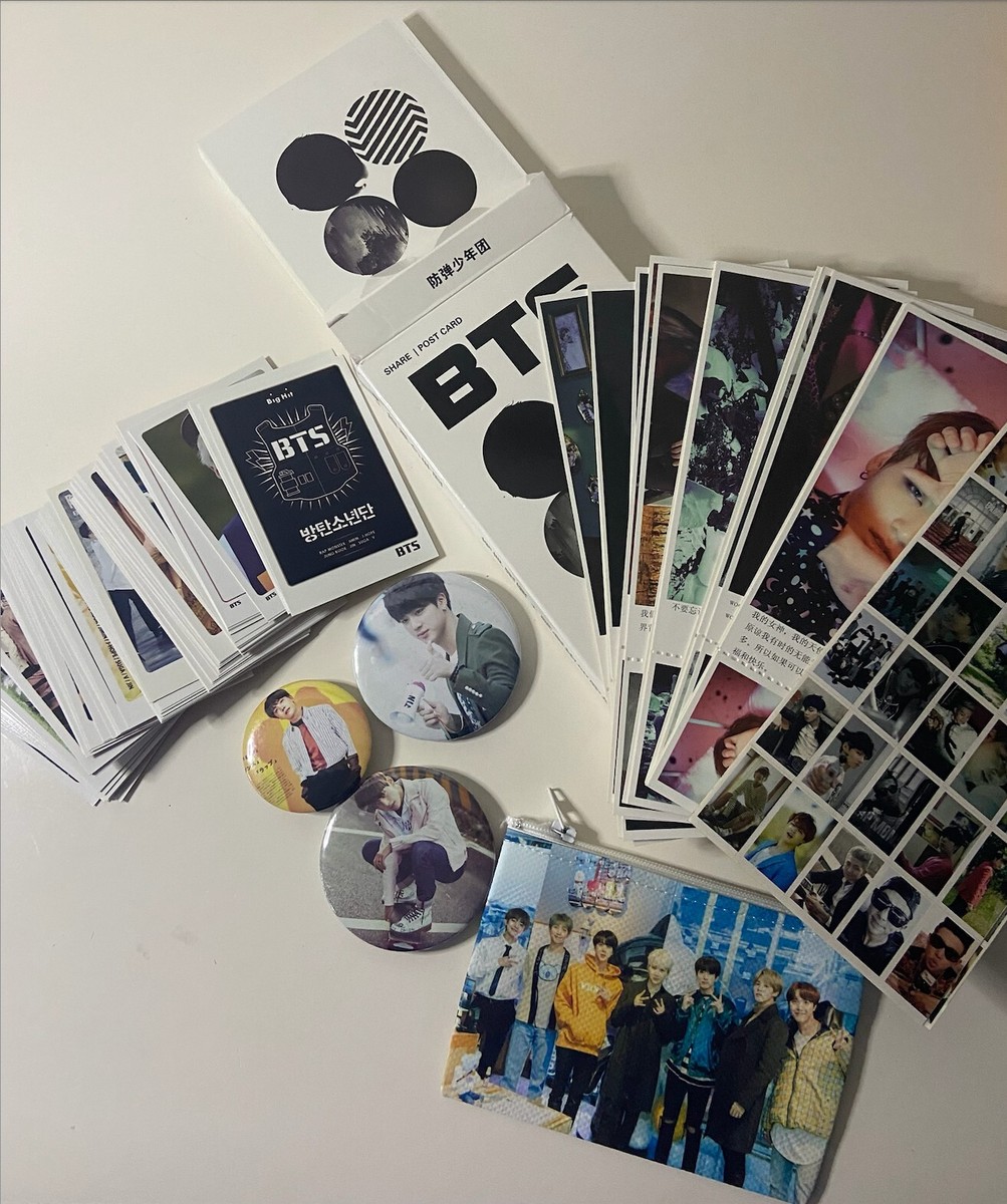 BTS KPOP merch (2013-2016) photocards, postcards, pins, coin purse