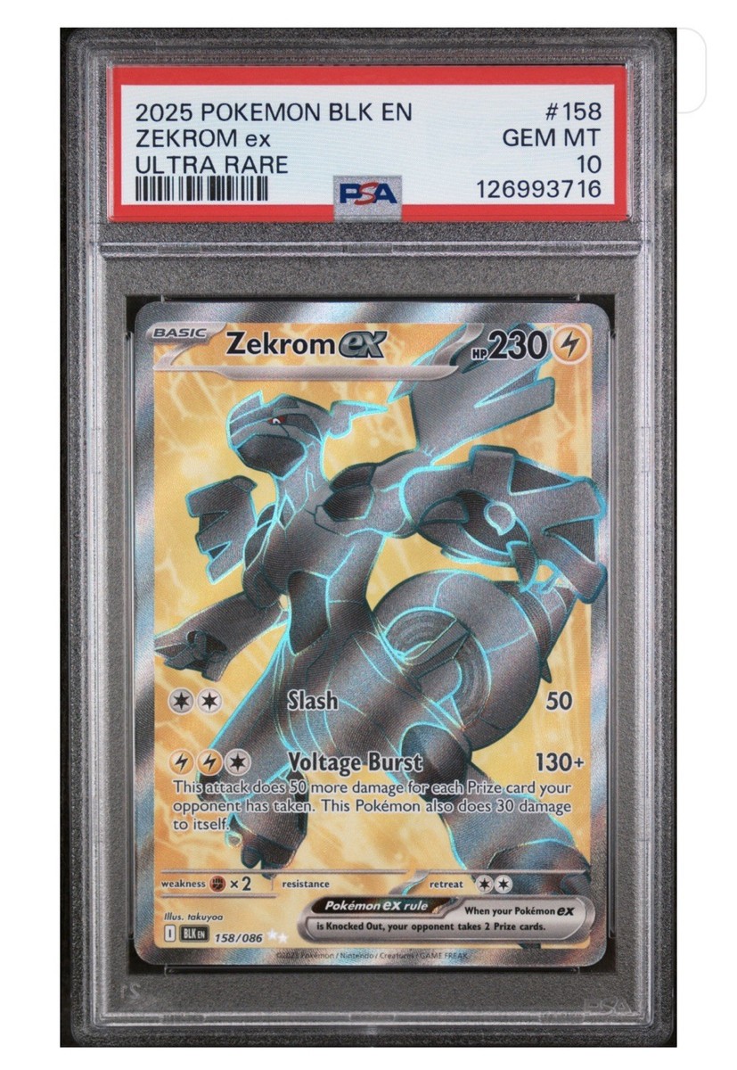 Zekrom EX 158/086 Full Art Ultra Rare Black Bolt Pokemon TCG PSA
