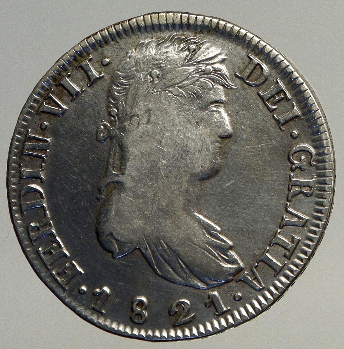 1821 RG MEXICO SPAIN King FERDINAND VII Old Mexican Silver 8