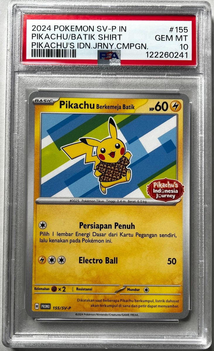 PSA 10 Pikachu Berkemeja Batik 155/SV-P Indonesia Journey Promo
