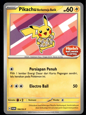 Pikachu Batik 190/SV-P Indonesia Journey Indonesian Pokemon Promo