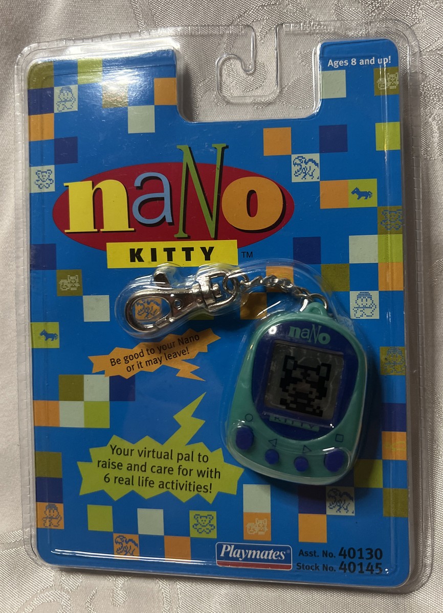 RARE Vintage 90's Playmates Nano KITTY Green Virtual Pet NOS 40130