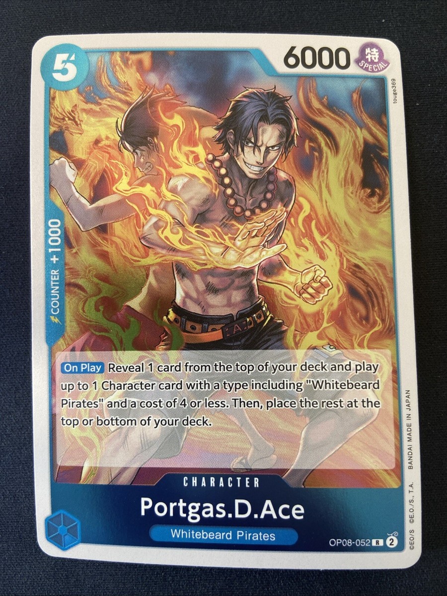 PORTGAS D ACE OP08-052 R FOIL ONE PIECE Two Legends English Anime
