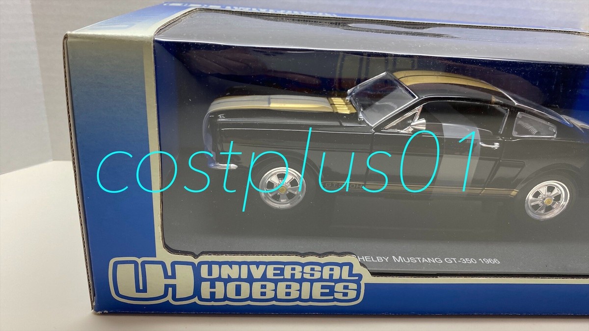 UNIVERSAL HOBBIES 1966 SHELBY MUSTANG GT 350 BLACK GOLD STRIPES 1