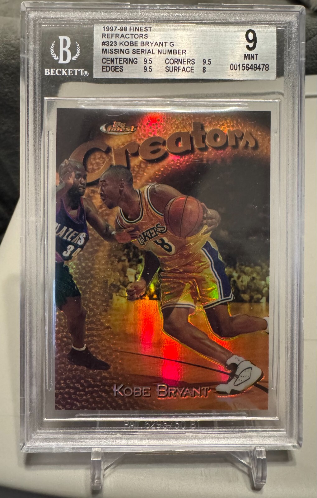 Kobe Bryant 1997 Topps Finest #323 Gold - Refractor (No Coating