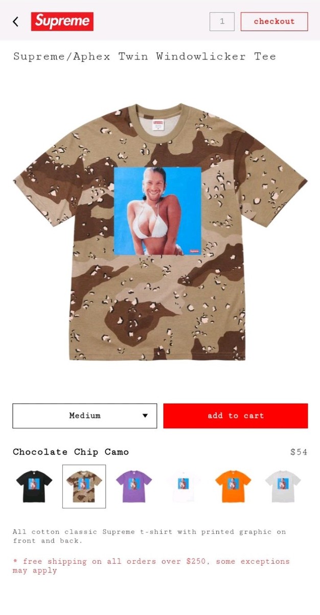 SUPREME Aphex Twin Windowlicker Tee Chocolate Chip Camo T-Shirt