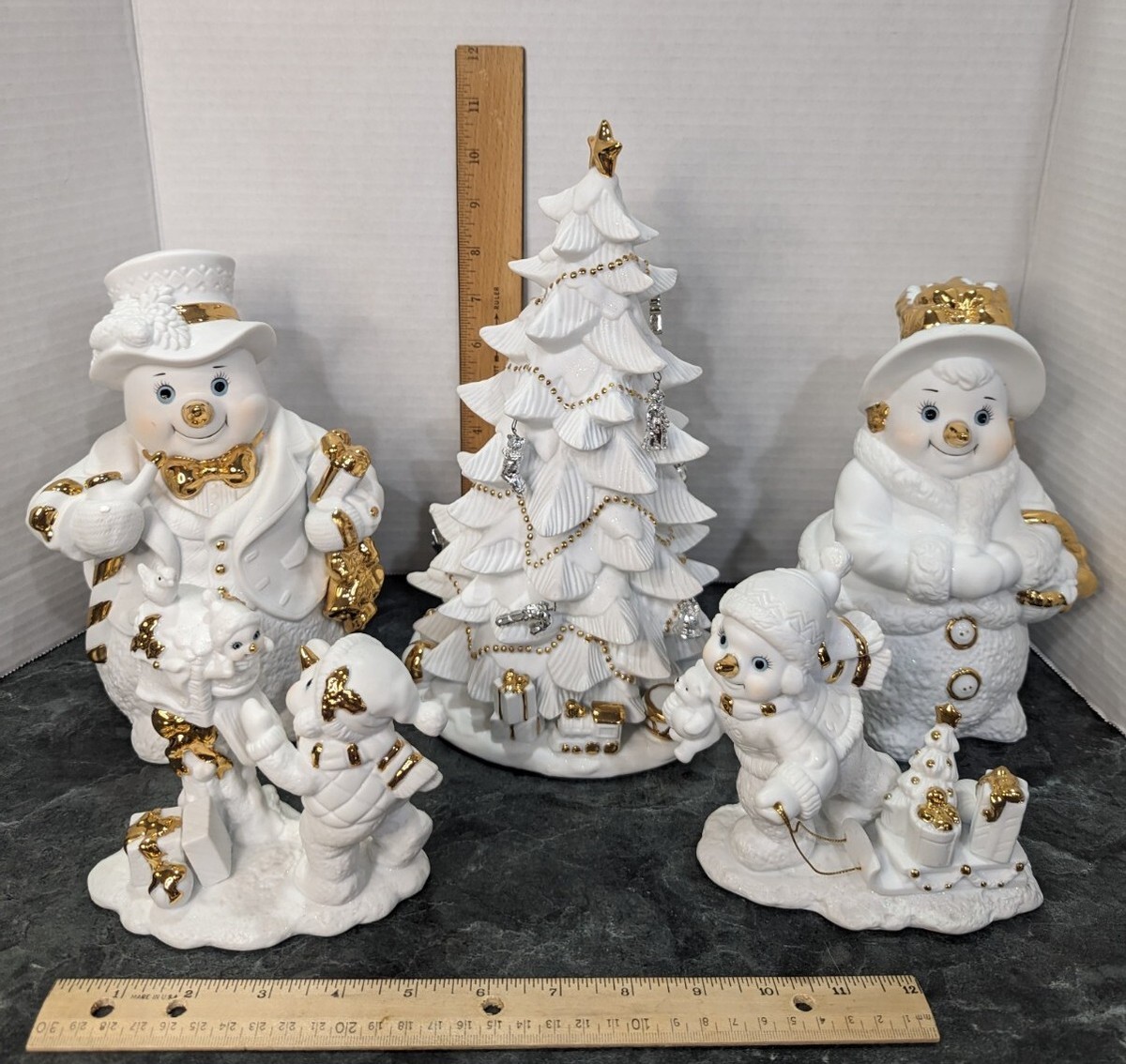 Snowman Family Porcelain Christmas 2000 Collectors Grandeur Noel
