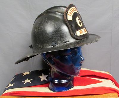 Vintage Cairns & Bro. Firefighters Helmet Leather Badge Friendship