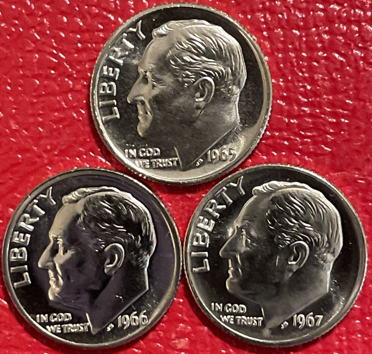 1965 1966 1967 SMS Roosevelt Dime Run 3 Gem Special Mint Set US
