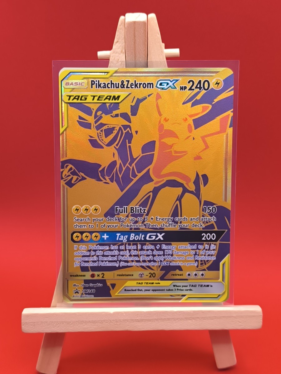 Pikachu & Zekrom GX SM248 Full Art Special Gold Promo Pokemon Card