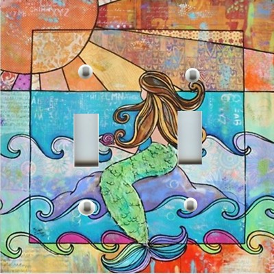 MERMAID ON SUNSET BEACH Light Switch WALL Plate Cover OCEAN