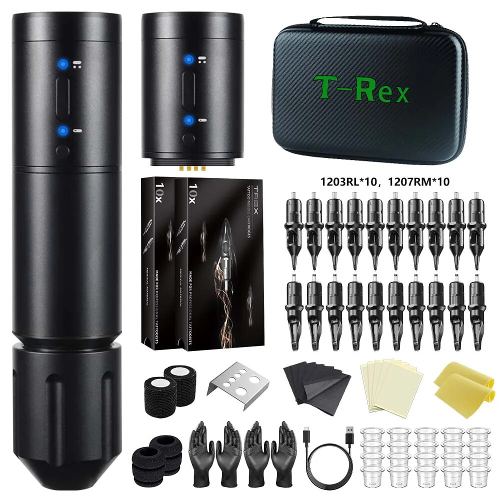 T-Rex tattoo machine, professional wireless tattoo machine kit 3.5