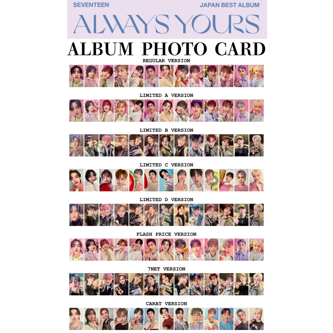 SEVENTEEN ALWAYS YOURS PHOTO CARD STANDARD LIMITED A B C D