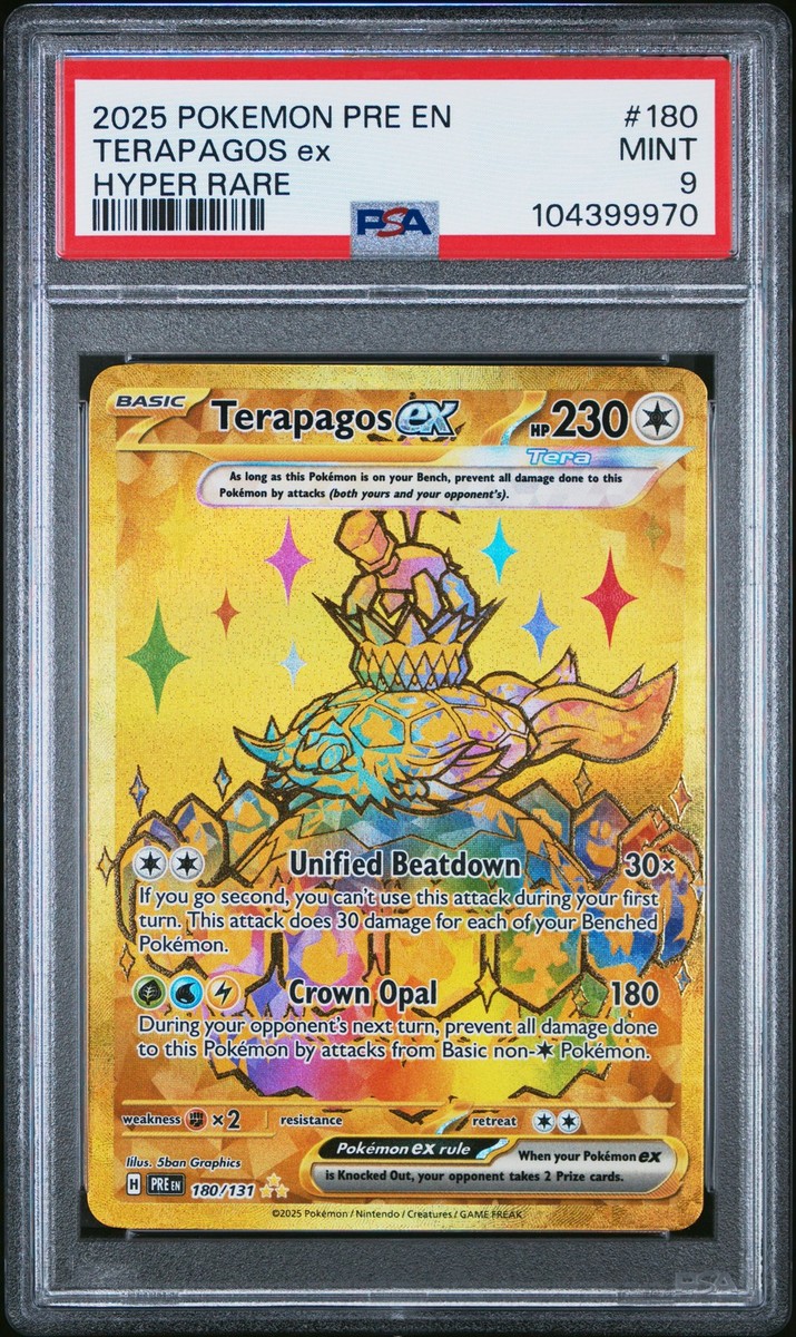 PSA 9 Terapagos Ex Hyper Rare #180 2025 Prismatic Evolutions
