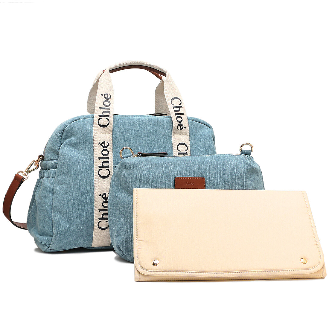 CHLOE Boston Bag Mother's Bag C20191 Z10 Cotton DENIM BLUE From