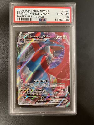 PSA 10 GEM MINT Salamence VMAX 144/189 Darkness Ablaze FULL ART